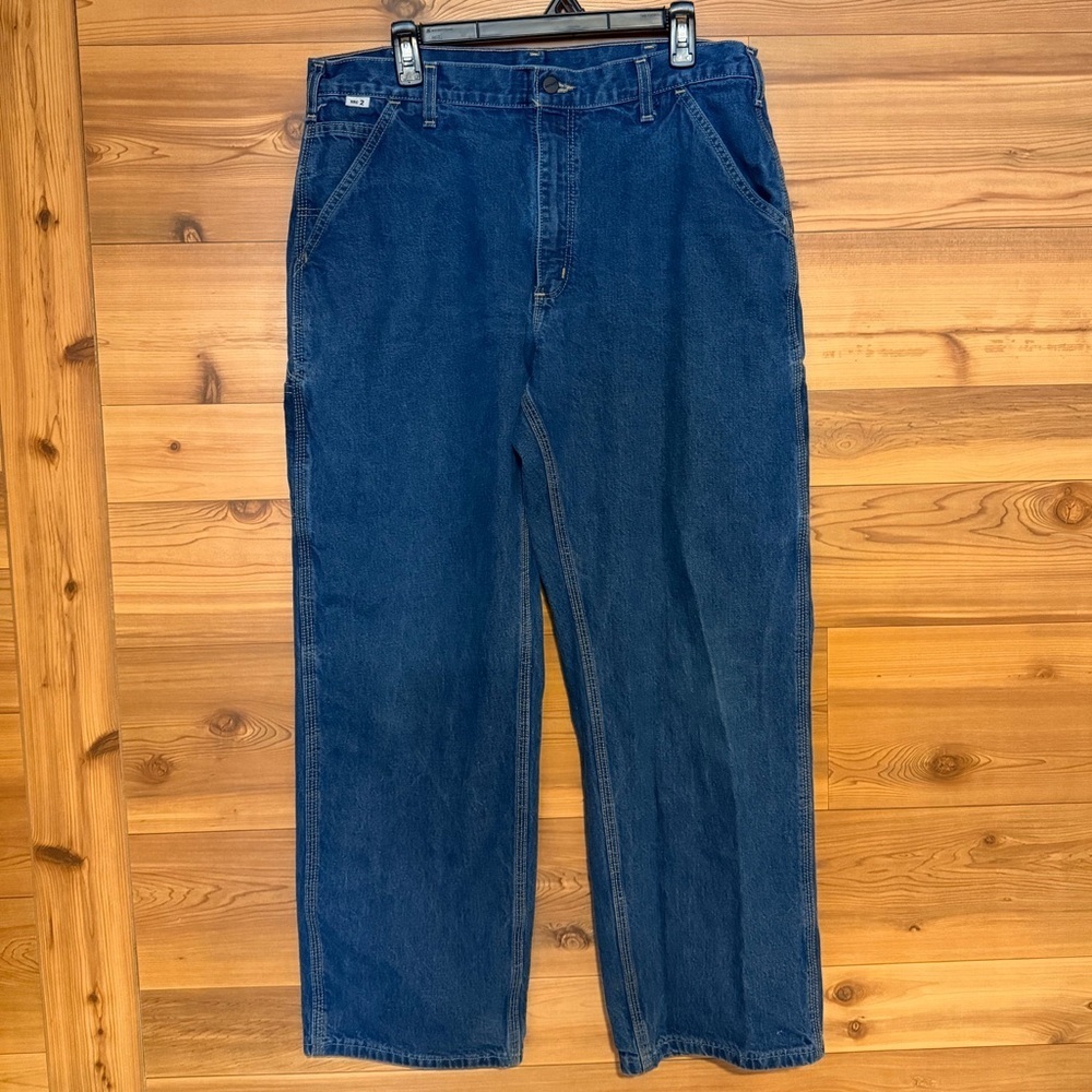 Men's Carhartt Flame-Resistant Signature Denim Dungaree Jeans - Picture 2 of 12